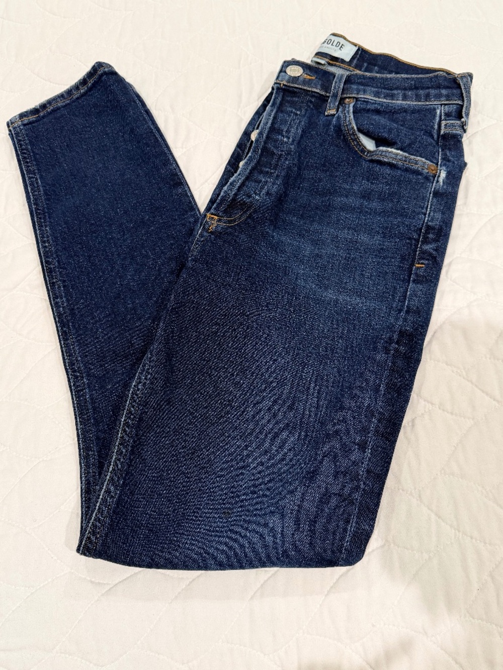 Agolde Denim Jeans - High Rise Button Fly - Dark Blue Wash - W25